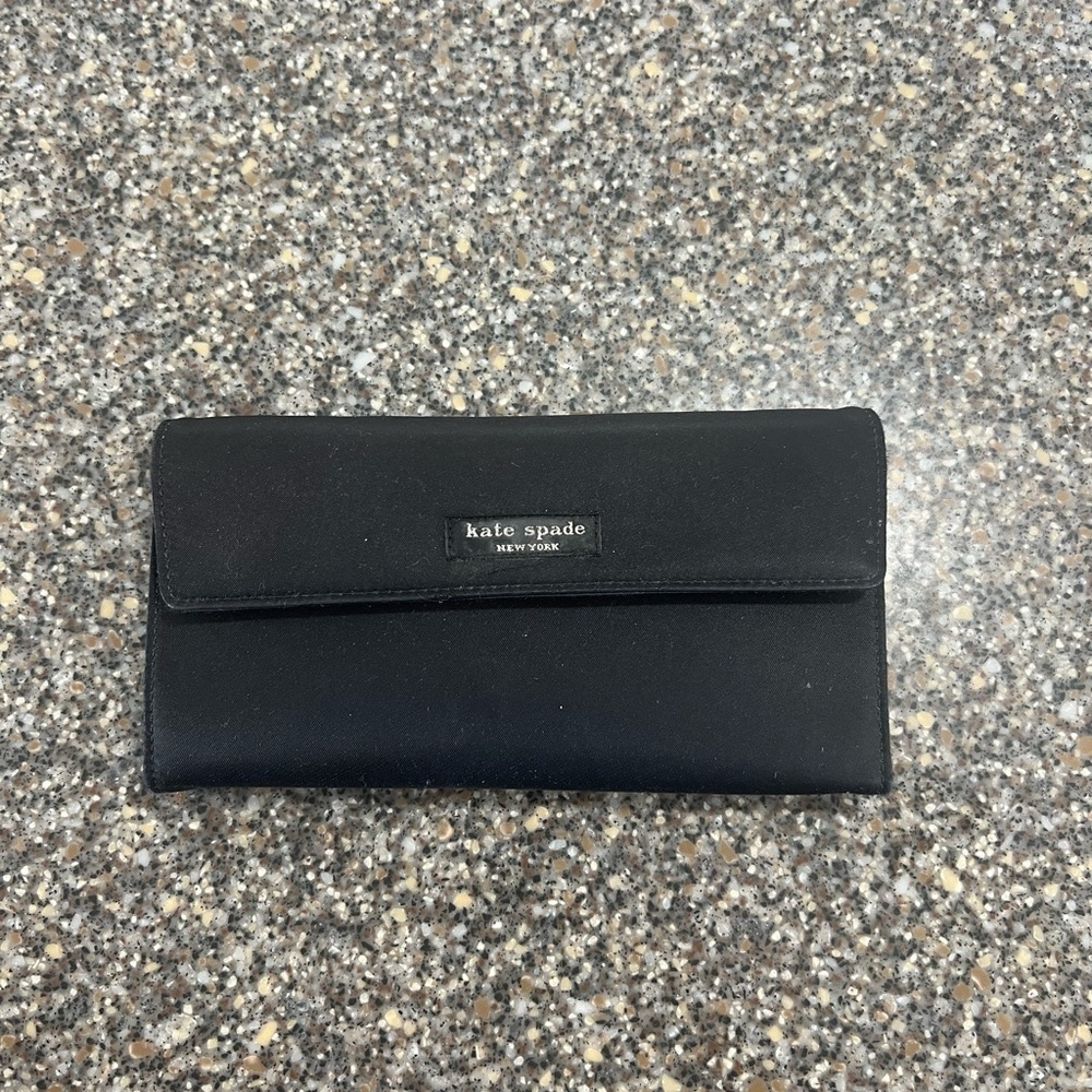 Kate Spade nylon black tri-fold wallet